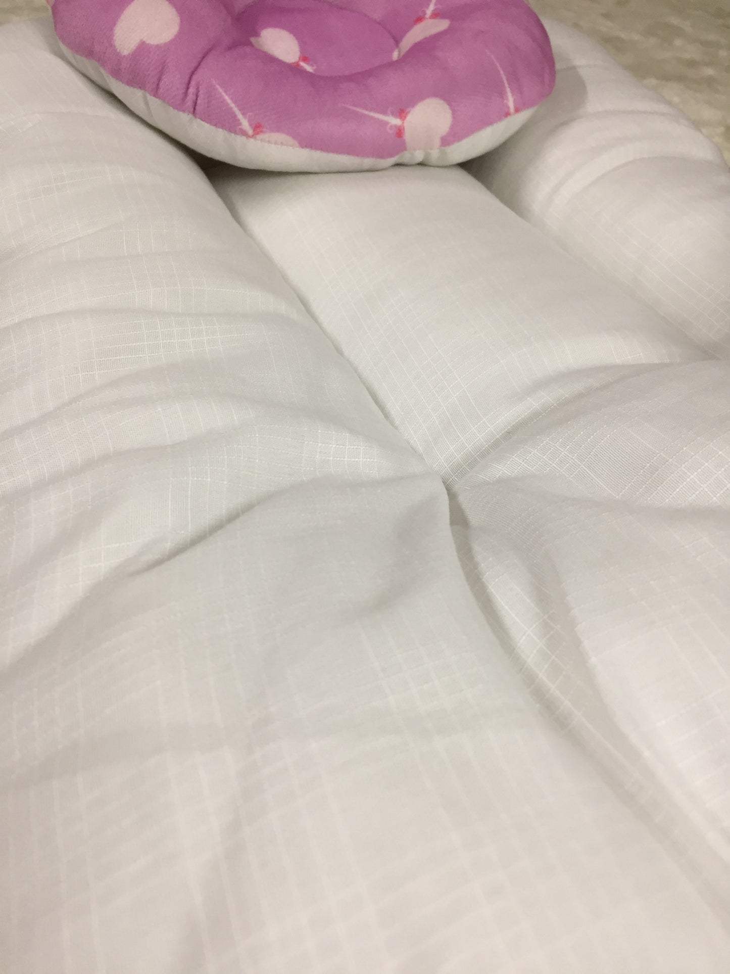 “Hello Baby Girl” + Pillow Light Pink Velvet Carry Nest