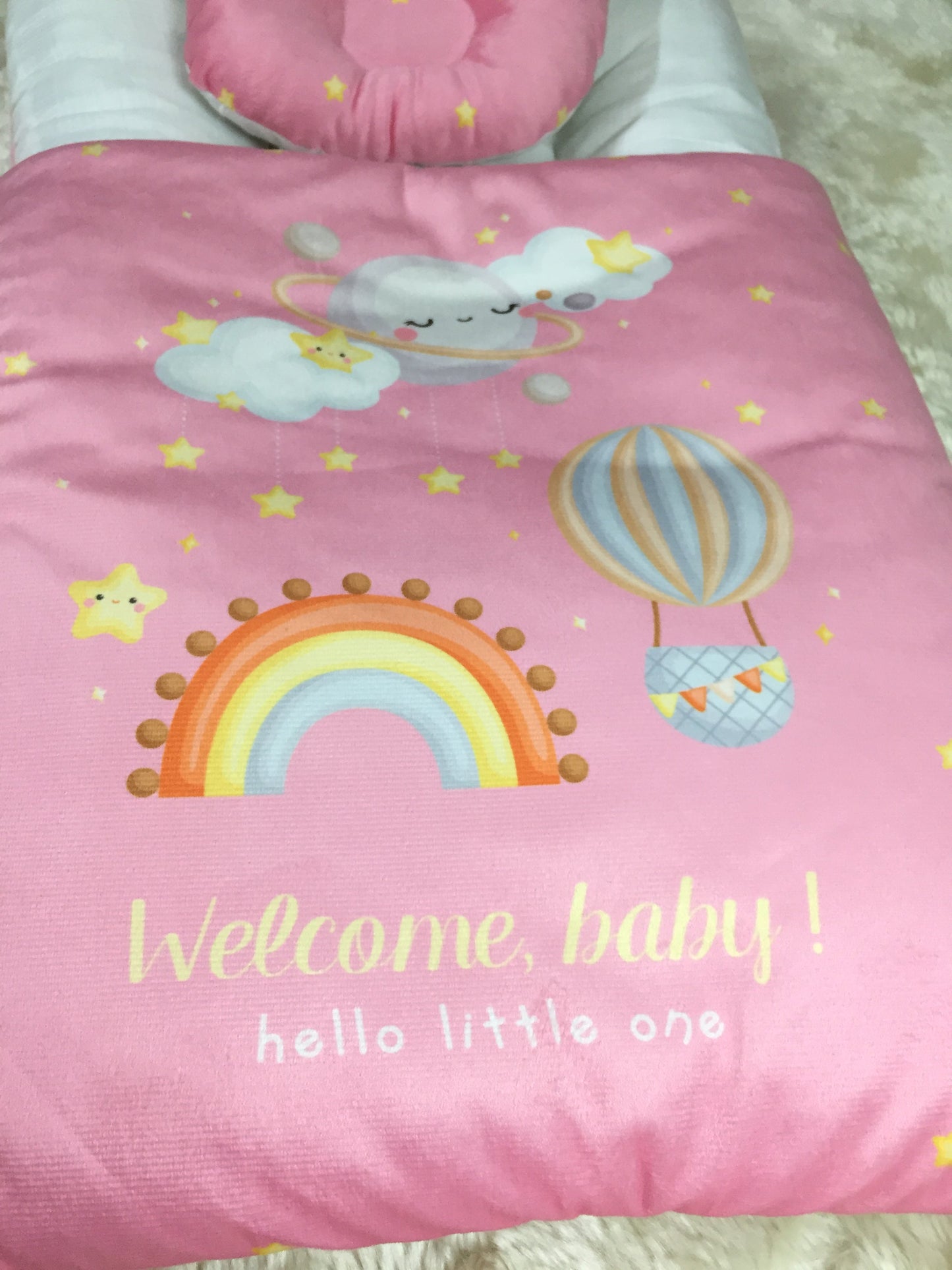 Welcome Baby Grey Velvet Carry Nest | Cozy, Comfortable, and Perfect for Newborns