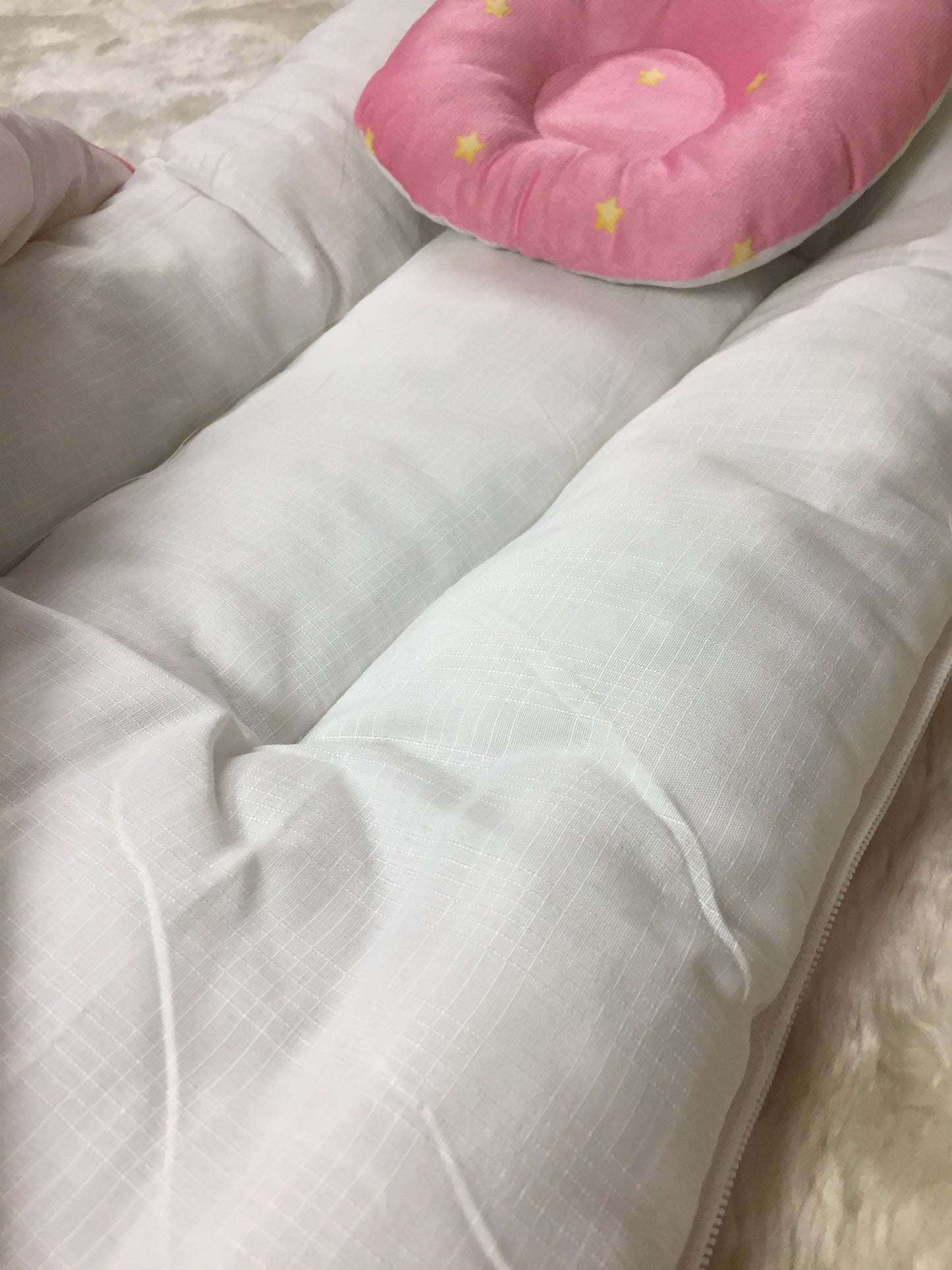 Welcome Baby Light Pink Velvet Carry Nest | Cozy, Comfortable, and Perfect for Newborns