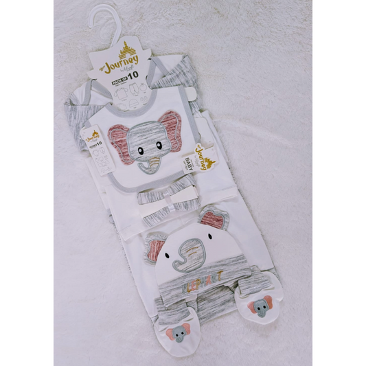 New born 10 Pc All in one Baby Elephant suit set (0-3 months)