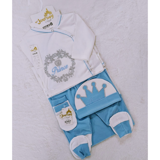 New born 8 Pc All in one crown  suit set (0-3 months)