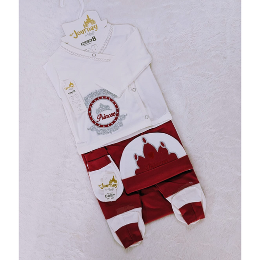 Newborn Baby Girl 8 Pc All in one crown  suit set (0-3 months)