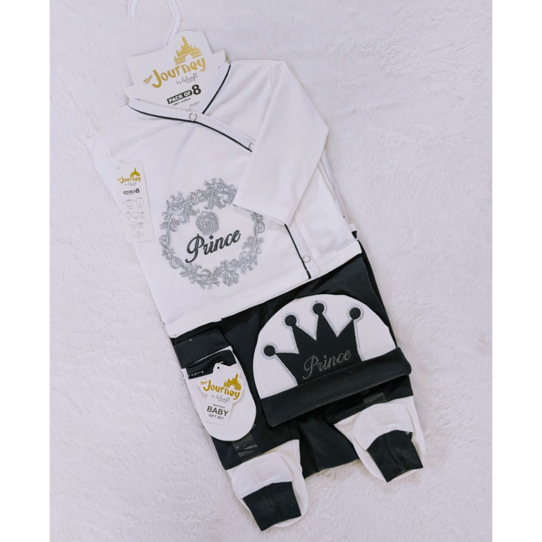New born 8 Pc All in one crown  suit set (0-3 months)