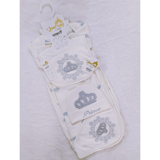 New born 7 Pc All in one crown design suit set (0-3 months)