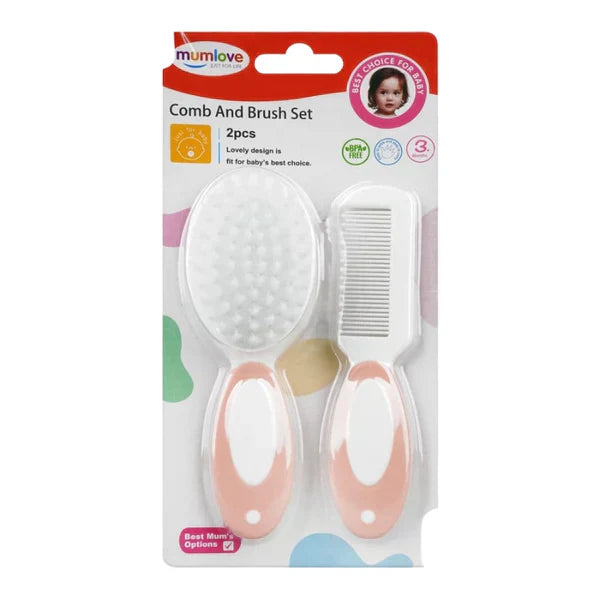 Mum Love Baby  Pink Hair Brush and comb Set