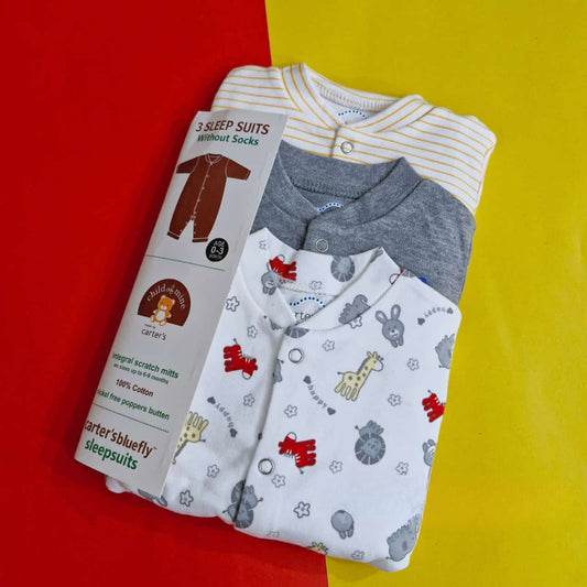 Baby Sleeping Suit Sets ( Pack of 3) 0-12 months