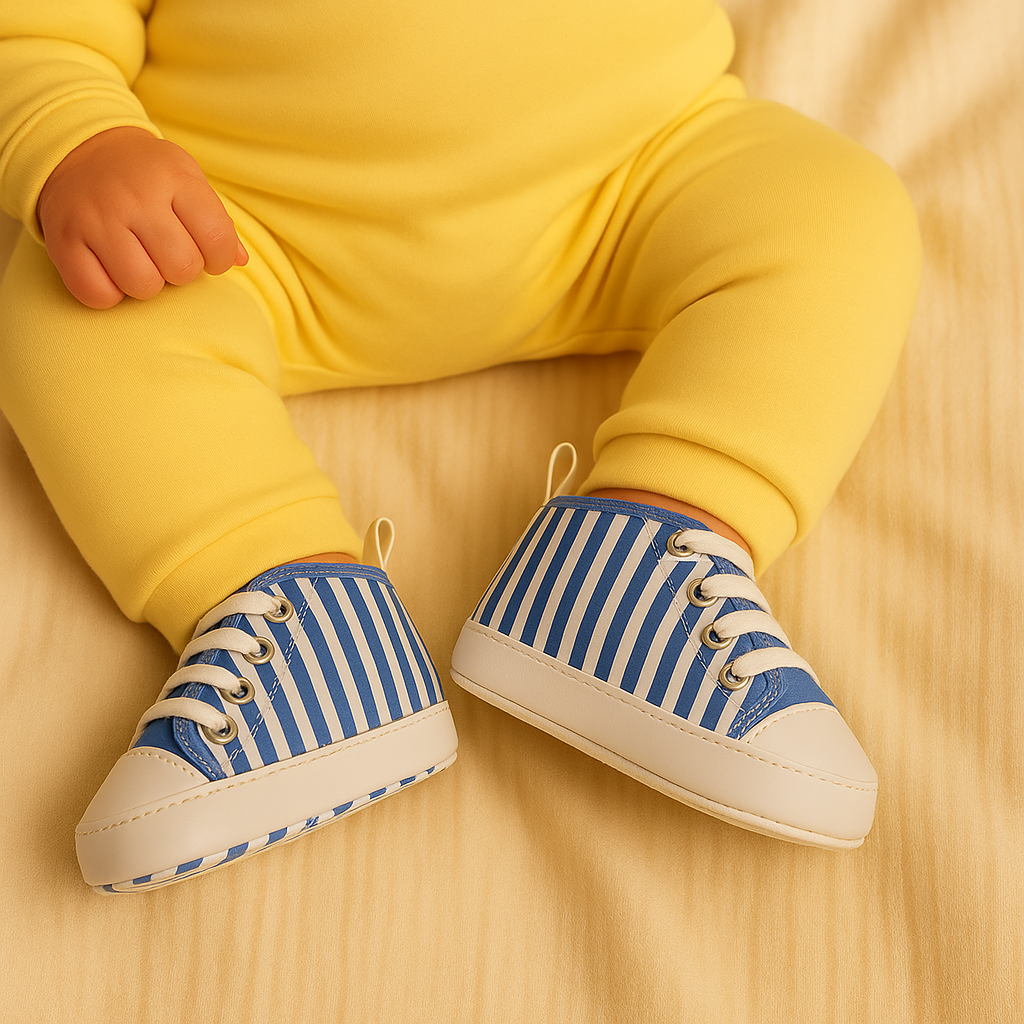 Newborn Blue Striped Soft-Sole Shoes