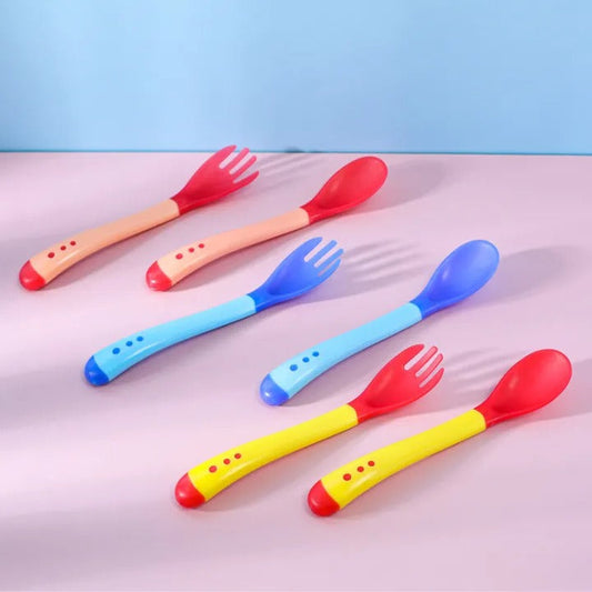 Baby 2 Pc Color Changing Fork & Spoon